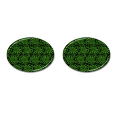 Green Floral Pattern Floral Greek Ornaments Cufflinks (oval) by nateshop