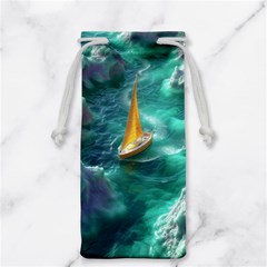 Mountain Birds River Sunset Nature Jewelry Bag by Cemarart