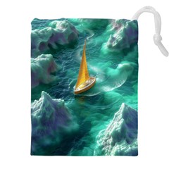 Moon Moonlit Forest Fantasy Midnight Drawstring Pouch (5xl) by Cemarart