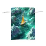 Silk Waves Abstract Lightweight Drawstring Pouch (L) Front
