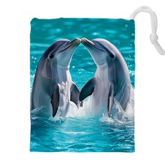 Dolphins Sea Ocean Drawstring Pouch (5xl) by Cemarart