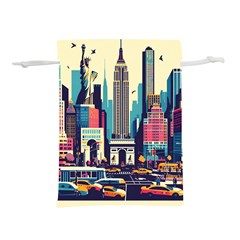 Skyscrapers City Usa Lightweight Drawstring Pouch (l) by Cemarart