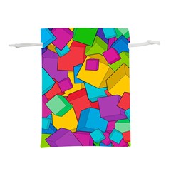 Abstract Cube Colorful  3d Square Pattern Lightweight Drawstring Pouch (l) by Cemarart
