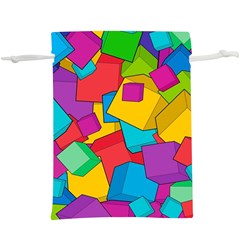 Abstract Cube Colorful  3d Square Pattern Lightweight Drawstring Pouch (xl) by Cemarart