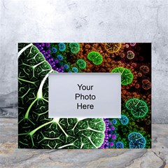 Digital Art Fractal Abstract Artwork 3d Floral Pattern Waves Vortex Sphere Nightmare White Tabletop Photo Frame 4 x6  by Cemarart