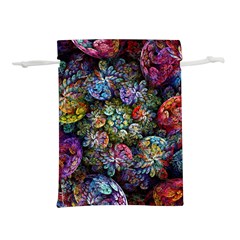 Floral Fractal 3d Art Pattern Lightweight Drawstring Pouch (l) by Cemarart
