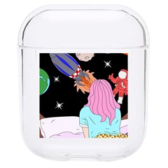 Girl Bed Space Planets Spaceship Rocket Astronaut Galaxy Universe Cosmos Woman Dream Imagination Bed Hard Pc Airpods 1/2 Case by Maspions