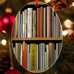 Book Nook Books Bookshelves Comfortable Cozy Literature Library Study Reading Reader Reading Nook Ro Uv Print Acrylic Ornament Oval by Maspions