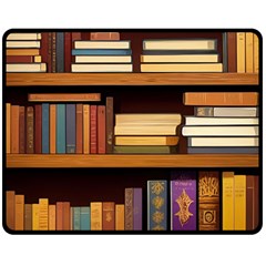 Book Nook Books Bookshelves Comfortable Cozy Literature Library Study Reading Room Fiction Entertain Two Sides Fleece Blanket (medium) by Maspions