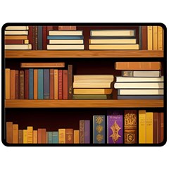 Book Nook Books Bookshelves Comfortable Cozy Literature Library Study Reading Room Fiction Entertain Two Sides Fleece Blanket (large) by Maspions