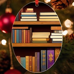 Book Nook Books Bookshelves Comfortable Cozy Literature Library Study Reading Room Fiction Entertain Uv Print Acrylic Ornament Oval by Maspions