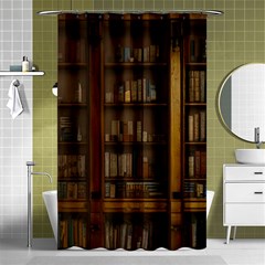 Books Book Shelf Shelves Knowledge Book Cover Gothic Old Ornate Library Shower Curtain 48  X 72  (small)  by Maspions