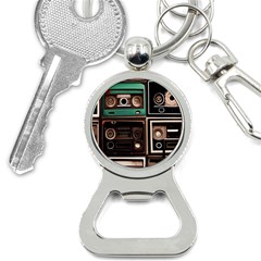 Retro Electronics Old Antiques Texture Wallpaper Vintage Cassette Tapes Retrospective Bottle Opener Key Chain by Grandong