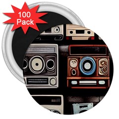 Retro Cameras Old Vintage Antique Technology Wallpaper Retrospective 3  Magnets (100 Pack) by Grandong