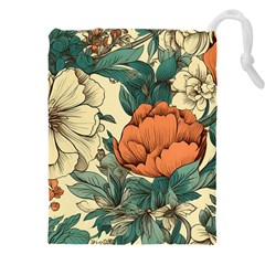 Flowers Pattern Texture Art Colorful Nature Painting Surface Vintage Drawstring Pouch (4xl) by Maspions