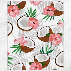 Seamless Pattern Coconut Piece Palm Leaves With Pink Hibiscus Canvas 11  X 14  by Apen