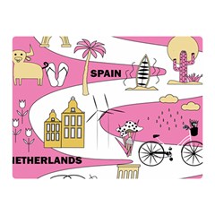 Roadmap Trip Europe Italy Spain France Netherlands Vine Cheese Map Landscape Travel World Journey Two Sides Premium Plush Fleece Blanket (mini) by Maspions
