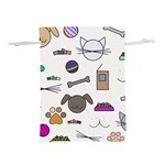 Cat Dog Pet Doodle Cartoon Sketch Cute Kitten Kitty Animal Drawing Pattern Lightweight Drawstring Pouch (S) Front