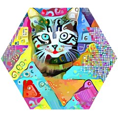 Kitten Cat Pet Animal Adorable Fluffy Cute Kitty Wooden Puzzle Hexagon by Maspions