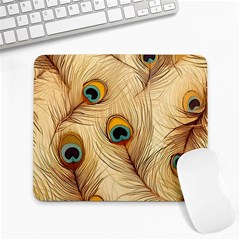 Vintage Peacock Feather Peacock Feather Pattern Background Nature Bird Nature Large Mousepad by Maspions