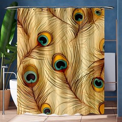 Vintage Peacock Feather Peacock Feather Pattern Background Nature Bird Nature Shower Curtain 60  X 72  (medium)  by Maspions