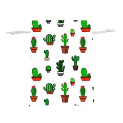 Cactus Plants Background Pattern Seamless Lightweight Drawstring Pouch (s) by Maspions