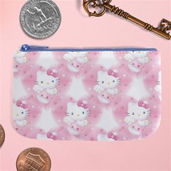 Hello Kitty Pattern, Hello Kitty, Child, White, Cat, Pink, Animal Large Coin Purse by nateshop