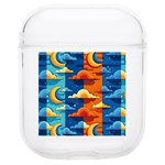 Clouds Stars Sky Moon Day And Night Background Wallpaper Soft TPU AirPods 1/2 Case Front
