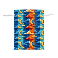 Clouds Stars Sky Moon Day And Night Background Wallpaper Lightweight Drawstring Pouch (l) by Maspions