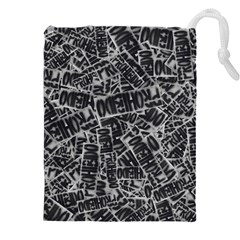 Rebel Life: Typography Black And White Pattern Drawstring Pouch (5xl) by dflcprintsclothing