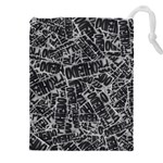 Rebel Life: Typography Black and White Pattern Drawstring Pouch (5XL) Front