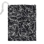 Rebel Life: Typography Black and White Pattern Drawstring Pouch (5XL) Back