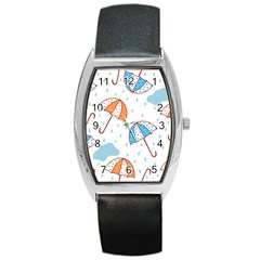 Rain Umbrella Pattern Water Barrel Style Metal Watch by Maspions