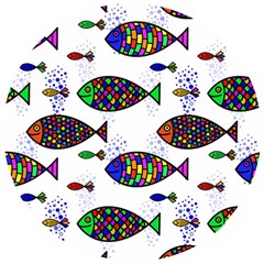 Fish Abstract Colorful Wooden Puzzle Round by Maspions