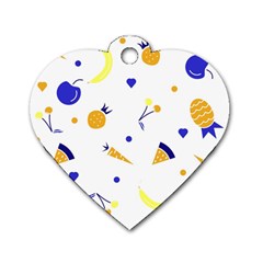 Pattern-fruit-apples-green Dog Tag Heart (one Side) by Maspions