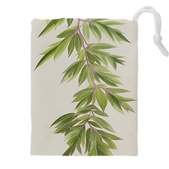 Watercolor Leaves Branch Nature Plant Growing Still Life Botanical Study Drawstring Pouch (5xl) by Posterlux