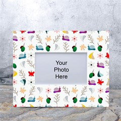 Snails Butterflies Pattern Seamless White Tabletop Photo Frame 4 x6  by Maspions