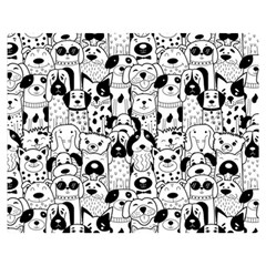 Seamless Pattern With Black White Doodle Dogs Premium Plush Fleece Blanket (medium) by Grandong