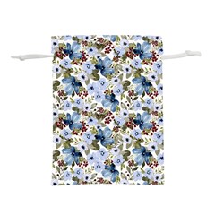 Blue Flowers Lightweight Drawstring Pouch (m) by DinkovaArt