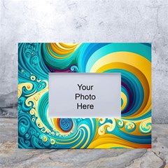 Abstract Waves Ocean Sea Whimsical White Tabletop Photo Frame 4 x6  by Maspions