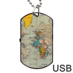 Vintage World Map Dog Tag Usb Flash (one Side) by Proyonanggan