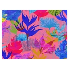 Pink And Blue Floral Premium Plush Fleece Blanket (extra Small) by Sparkle