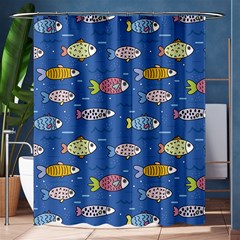 Sea Fish Blue Submarine Animals Patteen Shower Curtain 60  X 72  (medium)  by Maspions
