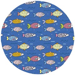 Sea Fish Blue Submarine Animals Patteen Wooden Puzzle Round by Maspions