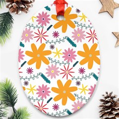 Pattern Background Vintage Floral Oval Ornament (two Sides) by Ndabl3x