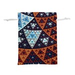 Fractal Triangle Geometric Abstract Pattern Lightweight Drawstring Pouch (L) Front