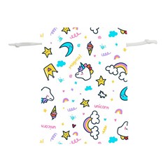 Unicorns Rainbows Seamless Pattern Lightweight Drawstring Pouch (s) by Bedest