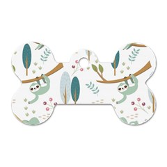 Pattern Sloth Woodland Dog Tag Bone (two Sides) by Hannah976