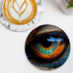 Eye Bird Feathers Vibrant Uv Print Round Tile Coaster by Hannah976