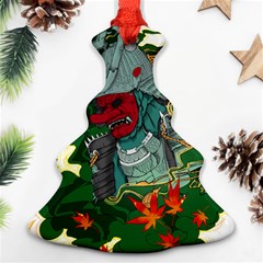 Armor Japan Maple Leaves Samurai Mask Cut Christmas Tree Ornament (two Sides) by Ndabl3x